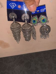Statement Silver Jhumka Earrings