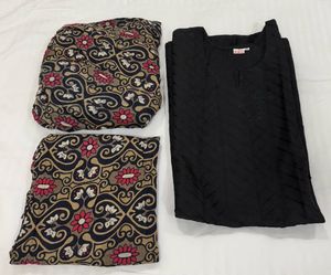 Black Thread Work Kurta with Salwar &amp; Dupatta