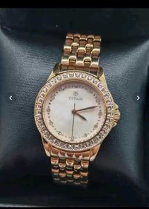 Titan Rose Gold Women&#39;s Watch with Crystals