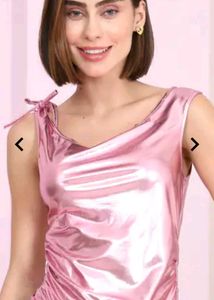 Metallic Pink Tie Tank Top