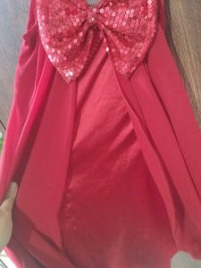 Red Sequin Bow Dress