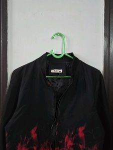 Black &amp; Red Graphic Bomber Jacket size M
