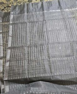 Elegant Grey Silk blended Striped Dupatta