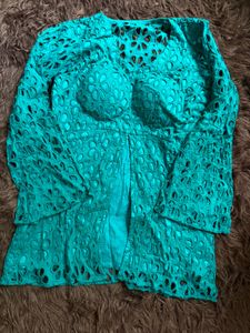 Teal Crochet Top