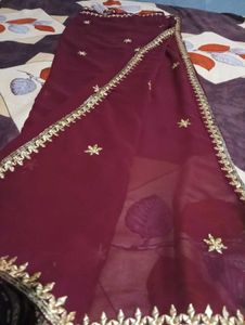 Maroon Dupatta with Gold Detail