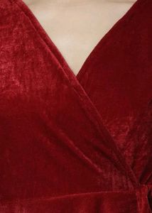 Red Velvet Wrap Dress