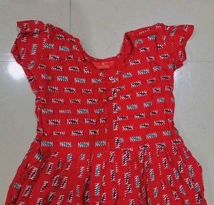 Red Printed Midi Dress