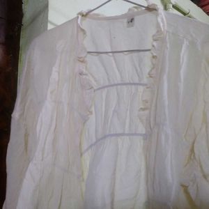 Cream Jacket with Ruffle Detail