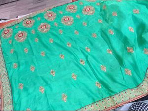 Exquisite Sea Green Designer Saree