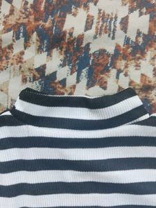 Striped Mock Turtle Neck