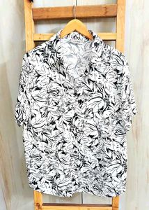 White Printed Cotton Shirt Size-42
