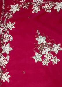 Rose Pink Georgette Saare With Sequins Work🍁✨