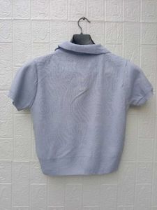 New with tag Pinterest Korean Cute Blue Polo Top