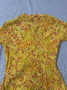Yellow Printed Anarkali Suit