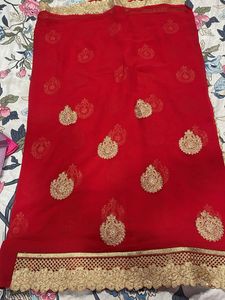 Red Embroidered Dupatta