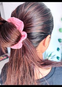 Pink Crochet Scrunchie