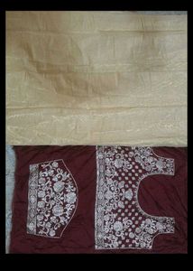 New Golden Saree With Maroon Stylish Blouse