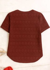 Elegant Maroon Textured Top – Flared Sleeves