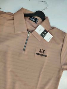 Size:L Armani Exchange Stylish Brown Polo T-Shirt