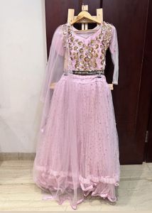 Pink Teenage Girls Embellished Lehenga Choli