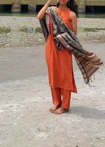 Elegant Orange Kurta Set with Dupatta