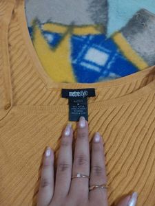 Mustard Ribbed Knit Top