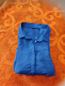 Van Heusen Navy Blue Ruffle Sleeve Top