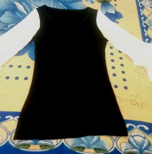 Black Dress with Sheer Sleeves