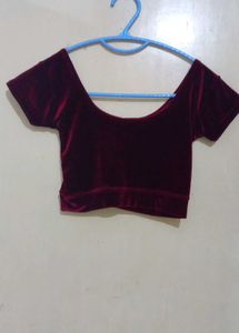 Burgundy Velvet Crop Top