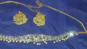 Cz Stone Hip Belt And Guttapusla Peacock Earrings