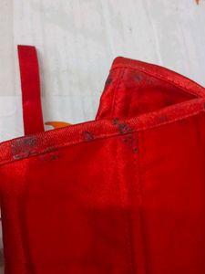 (1300)Red Velvet Corset Top
