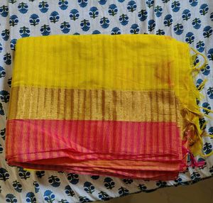 Yellow Cotton Saree