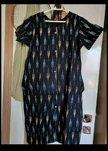 Ikat Print Dress - Short Sleeve Button Up