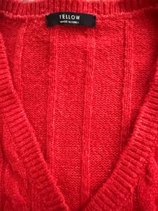 Red Cable Knit Cardigan