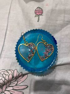 Resin Heart Floral Earrings
