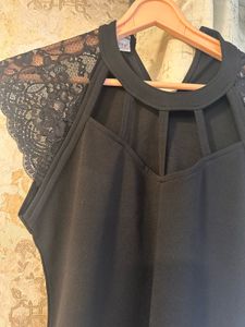 Black Embellished Lace Top, Bust- 32/34 Strechable
