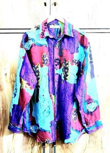 Purple Printed Shirt Size-44