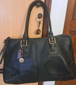 Classic Black Coach Leather Satchel Handbag