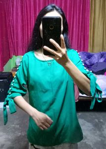 Green Blouse with Pearl Detail