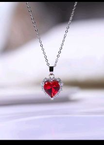 Elegant Red Crystal Heart Necklace