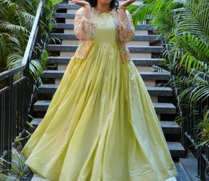 Yellow Gown With Shrug