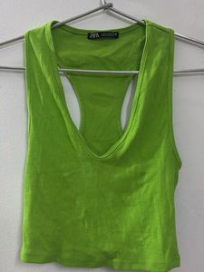 Zara Green Ribbed Tank Top
