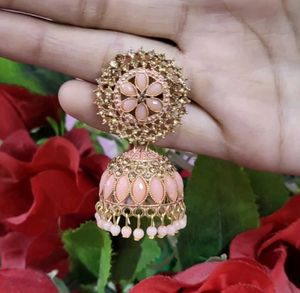 Peach Jhumka Earrings