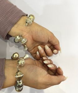 Silver Beaded Bracelet Set With Magnetic Clasp