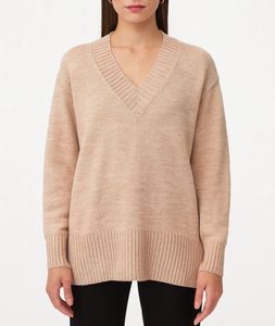 Peach V-Neck Knit Sweater