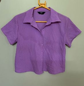 Max Purple Textured Button-Down Top