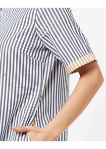 Grey &amp; Mustard Striped Cotton Top