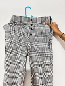 Plaid High-Waisted Pants