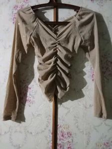 Sparkly Beige Long Sleeve Top