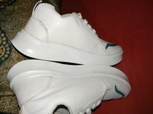 Platform Sneakers - White &amp; Teal Uk 7